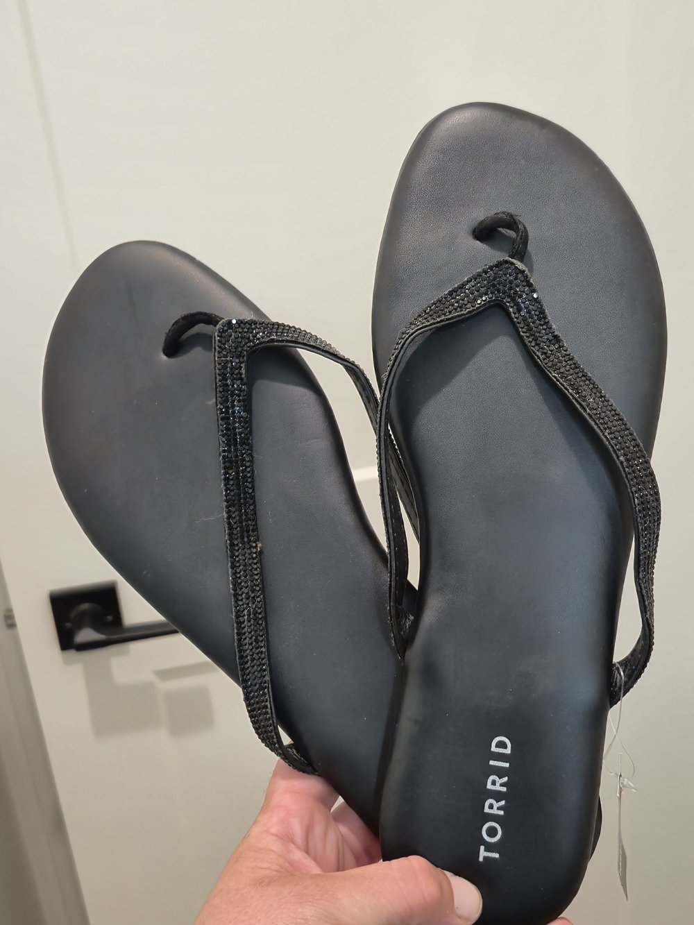 torrid Black Sparkle Strap Flip Flop Sandals